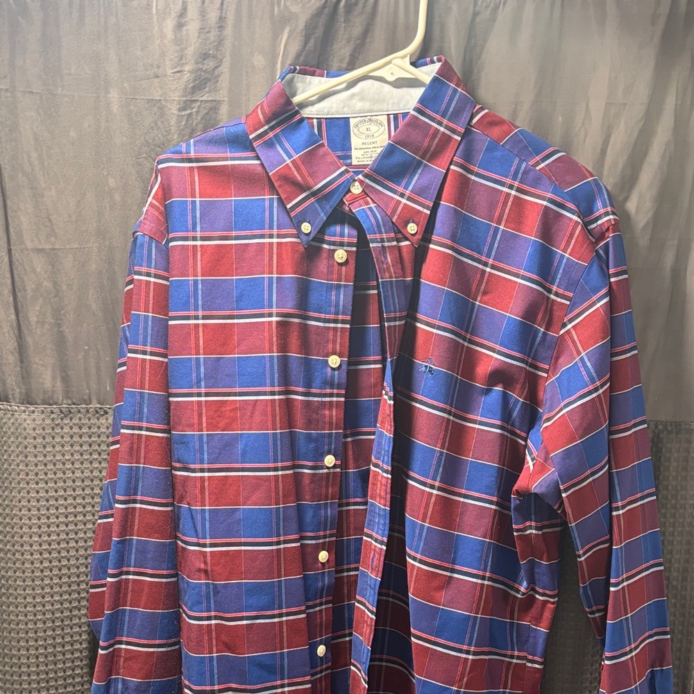 Brooks Brothers Red and Blue Plaid Button Down Shirt